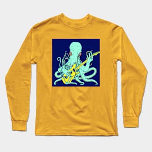 Turquoise Octopus Plays a Golden Guitar Long Sleeve T-Shirt